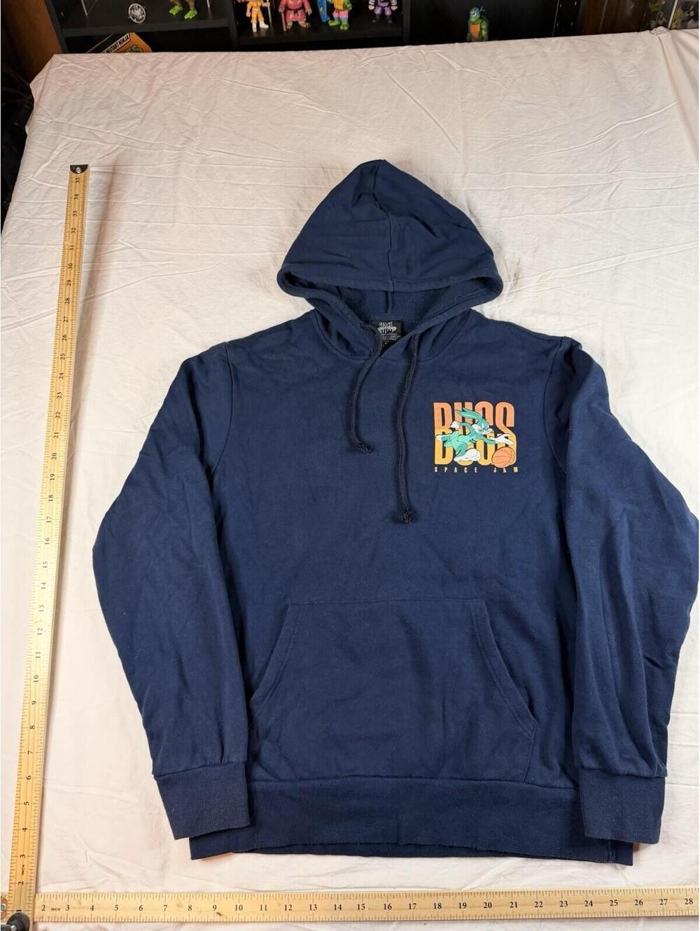 🏀 Space Jam A New Legacy Bugs Bunny Men's Navy Blue Hoodie M Pullover 🏀